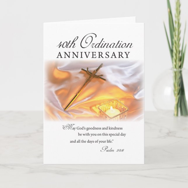 Carte 40e anniversaire d'ordination, bougie croisée (Devant)
