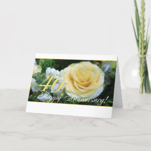 Carte 40e anniversaire du Mariage - Rose jaune