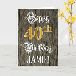 Carte 40e anniversaire : Faux Gold Look + Faux Wood Moti