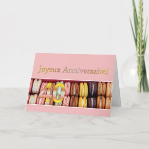 Carte 40e Anniversaire Français de Macaron-Joyeux !