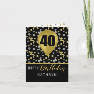 Carte 40e anniversaire Gold et Silver Confetti Balloon