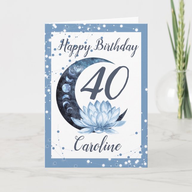 Carte 40e anniversaire Lotus Flower Blue (Devant)