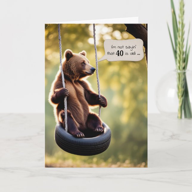 Carte 40e anniversaire Ours sur un pneu (Devant)
