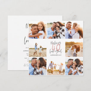 Carte 40e anniversaire rose girly parties scintillant ph