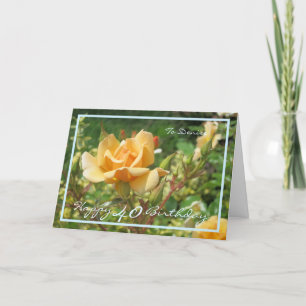 Carte 40e anniversaire Rose jaune Denise Cadre bleu mode