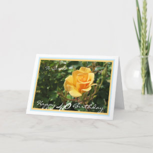 Carte 40e anniversaire Sarah Yellow Rose Elégant cadre o