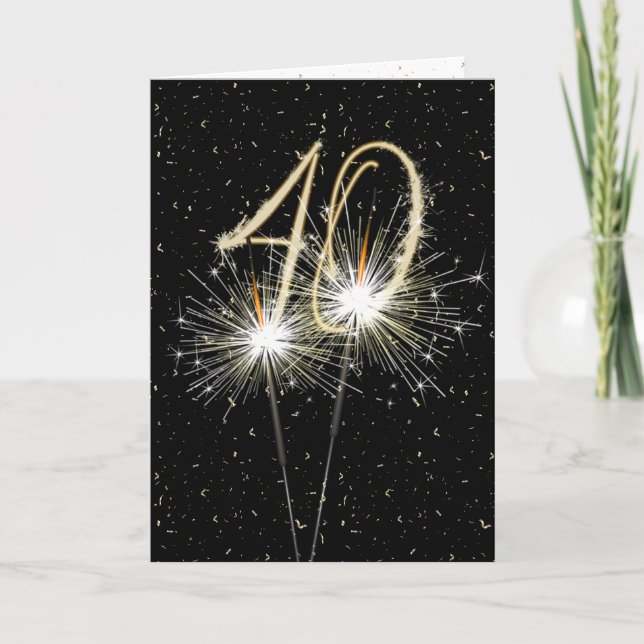 Carte 40e anniversaire Sparkler en noir (Devant)