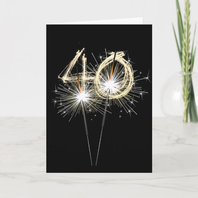 Carte 40e anniversaire Sparklers sur Noir (Devant)