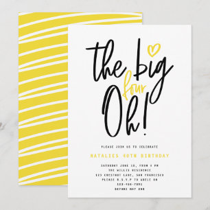 Carte 40e anniversaire typographie moderne jaune minimal