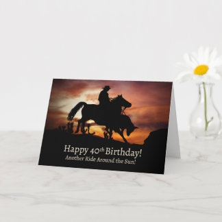 Carte 40e anniversaire Western avec Cowboy et Horse