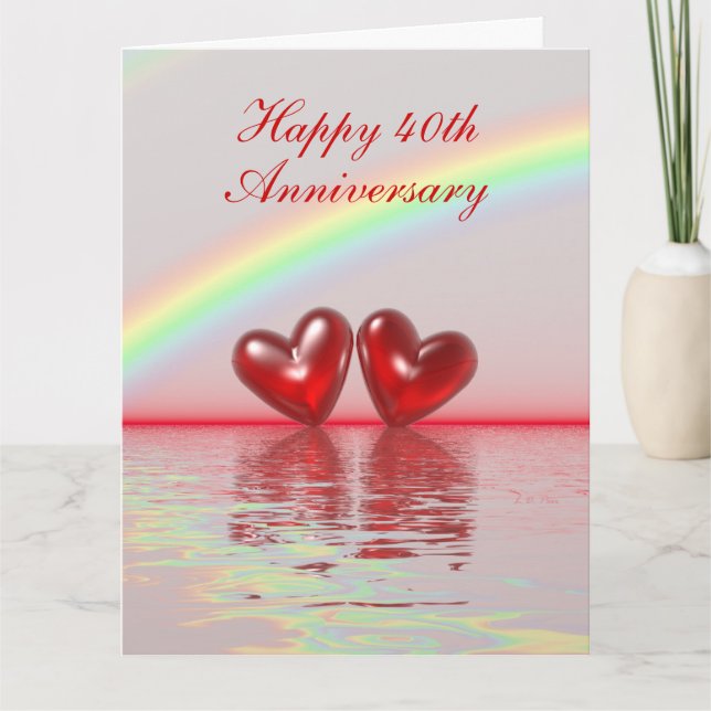 Carte 40e Anniversary Ruby Hearts (Devant)