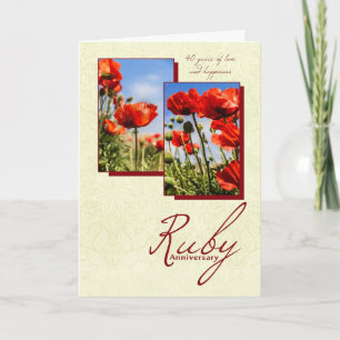 Carte 40ème anniversaire du Mariage de Ruby avec des pav