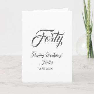 Carte 40th forty letterbirthday add name date year gray 