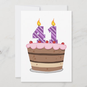 Carte 41 ans sur le gâteau d'anniversaire