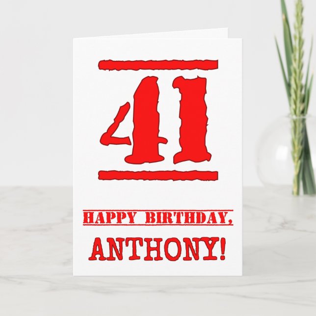 Carte 41e anniversaire : Amusant, Timbre en caoutchouc r (Devant)