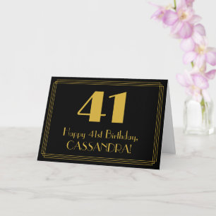 Carte 41e anniversaire : Art Déco Inspiré Look "41" + No