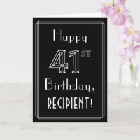 41e anniversaire : Art Déco Style # 41 & Nom perso