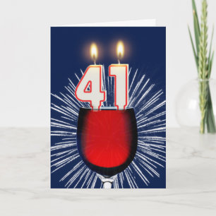 Carte 41e anniversaire avec vin et bougies