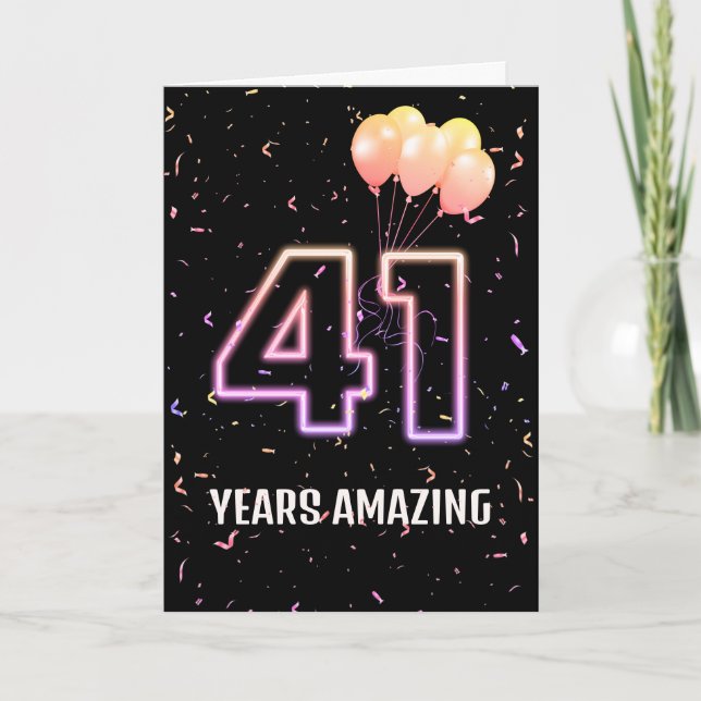 Carte 41e anniversaire Ballons et Confetti (Devant)