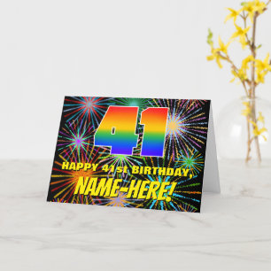 Carte 41e anniversaire : Feu d'artifice festif amusant e