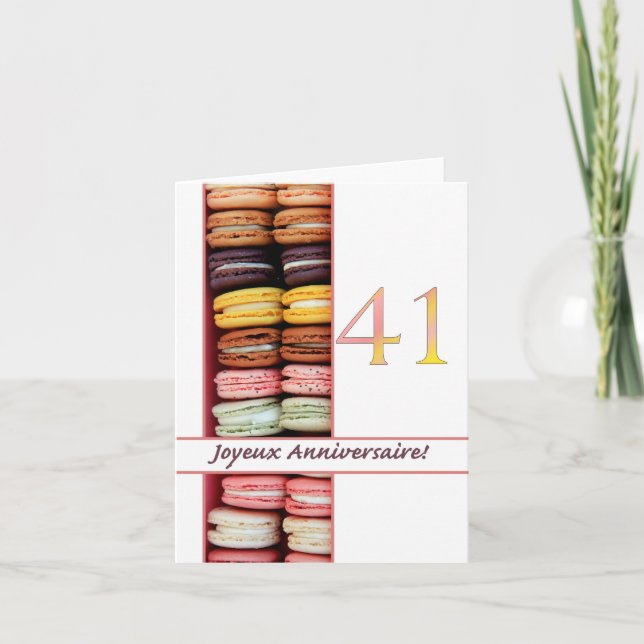 Carte 41e Anniversaire Français de Macaron-Joyeux ! (Devant)