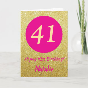 Carte 41e anniversaire Joyeux Anniversaire Rose Chaud et