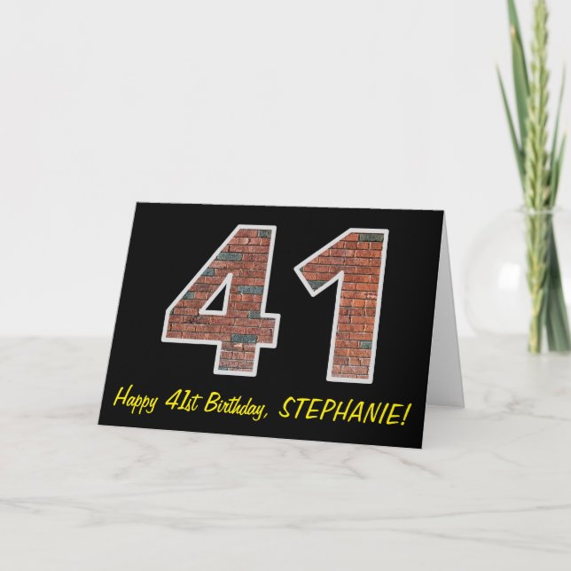 Carte 41e anniversaire - Motif de mur de briques "41" av (Devant)
