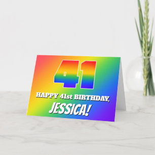 Carte 41e anniversaire : Motif Rainbow multicolore n° 41