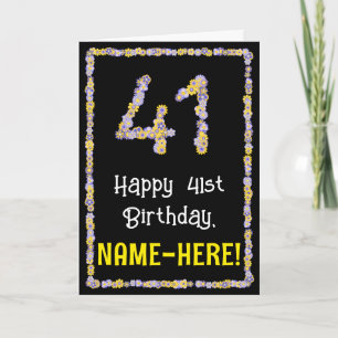 Carte 41e Anniversaire : Nombre de fleurs florales, nom