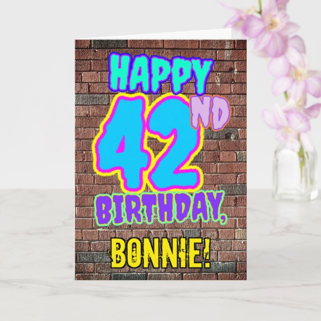 Carte 42e anniversaire - Amusant, Graffiti urbain inspir (Orchidée)