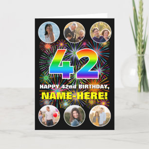 Carte 42e anniversaire : Arc en ciel amusant #, Nom pers