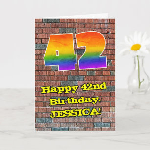 Carte 42e anniversaire : Arc en ciel inspiré par les gra