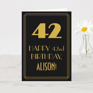 Carte 42e anniversaire ~ Art Déco Inspiré Look "42" & No