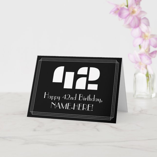 Carte 42e anniversaire : Art Déco Inspiré Look "42" & No (Orchidée)