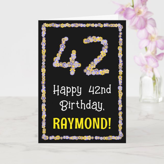 Carte 42e anniversaire : Floral Flowers Numéro, Nom pers (Orchidée)