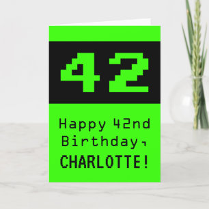 Carte 42e anniversaire : Nerdy / Geeky Style "42" et nom