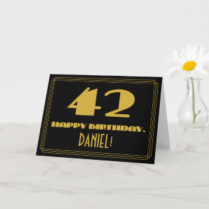 Carte 42e Anniversaire : Nom + Look inspiré de l'Art Déc