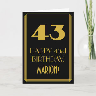 Carte 43e anniversaire - Art Déco Inspiré Look "43" & No