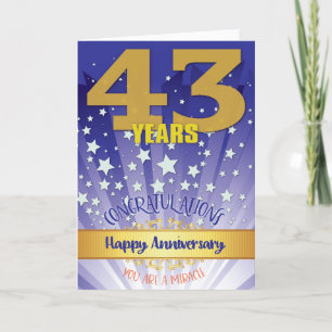 Carte 43e anniversaire de rétablissement chiffre gras