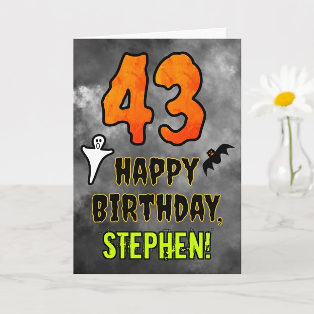 Carte 43e anniversaire : Eerie Halloween Thème + Nom per (Petite plante)