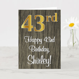 Carte 43e anniversaire : Elégant look d'or Faux #, Faux 