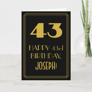 Carte 43e Anniversaire ~ Look inspiré de l'Art Déco "43"
