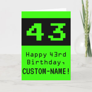 Carte 43e anniversaire : Nerdy / Geeky Style "43" et Nom