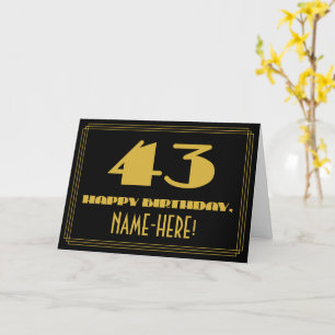 Carte 43ème anniversaire : Nom + Art Déco Inspiré Look "