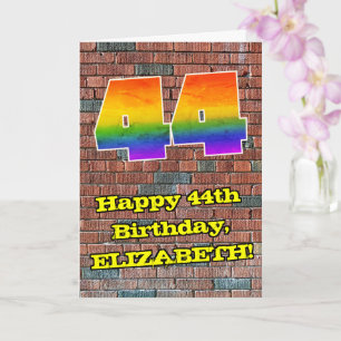 Carte 44e anniversaire : Arc-en-ciel amusant inspiré par