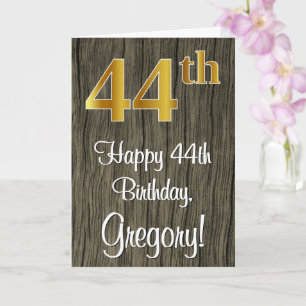 Carte 44e anniversaire : Elégant Faux Gold Look #, Faux 