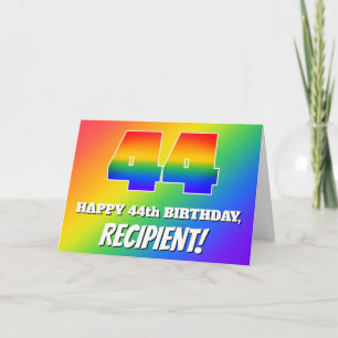 Carte 44e Anniversaire : Motif arc-en-ciel multicolore #