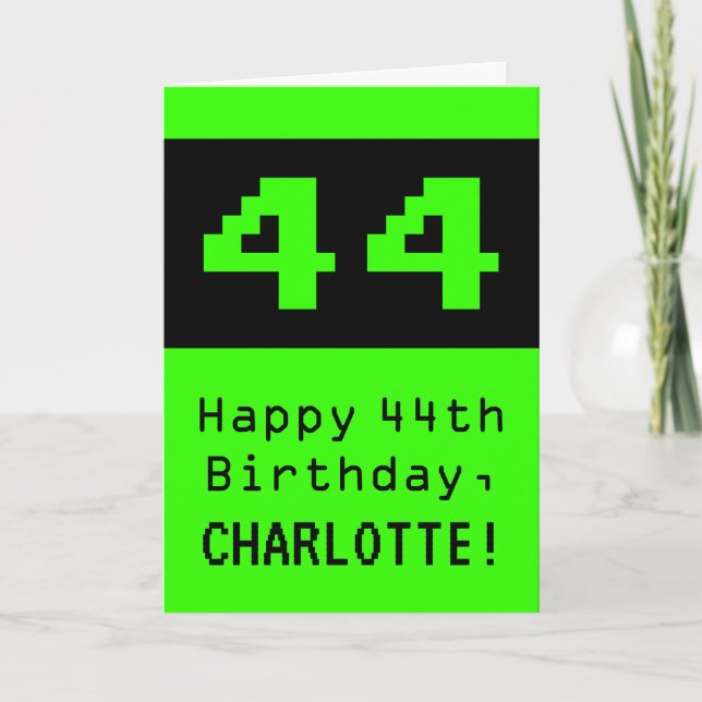 Carte 44e anniversaire : Nerdy / Geeky Style "44" et nom (Devant)