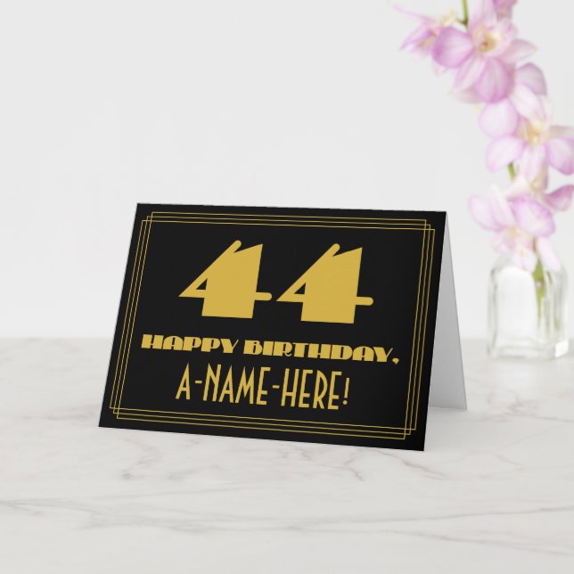 Carte 44e anniversaire : Nom + Art Déco Inspiré Look "44 (Orchidée)