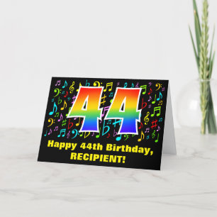 Carte 44e anniversaire : Symboles de musique colorée et 